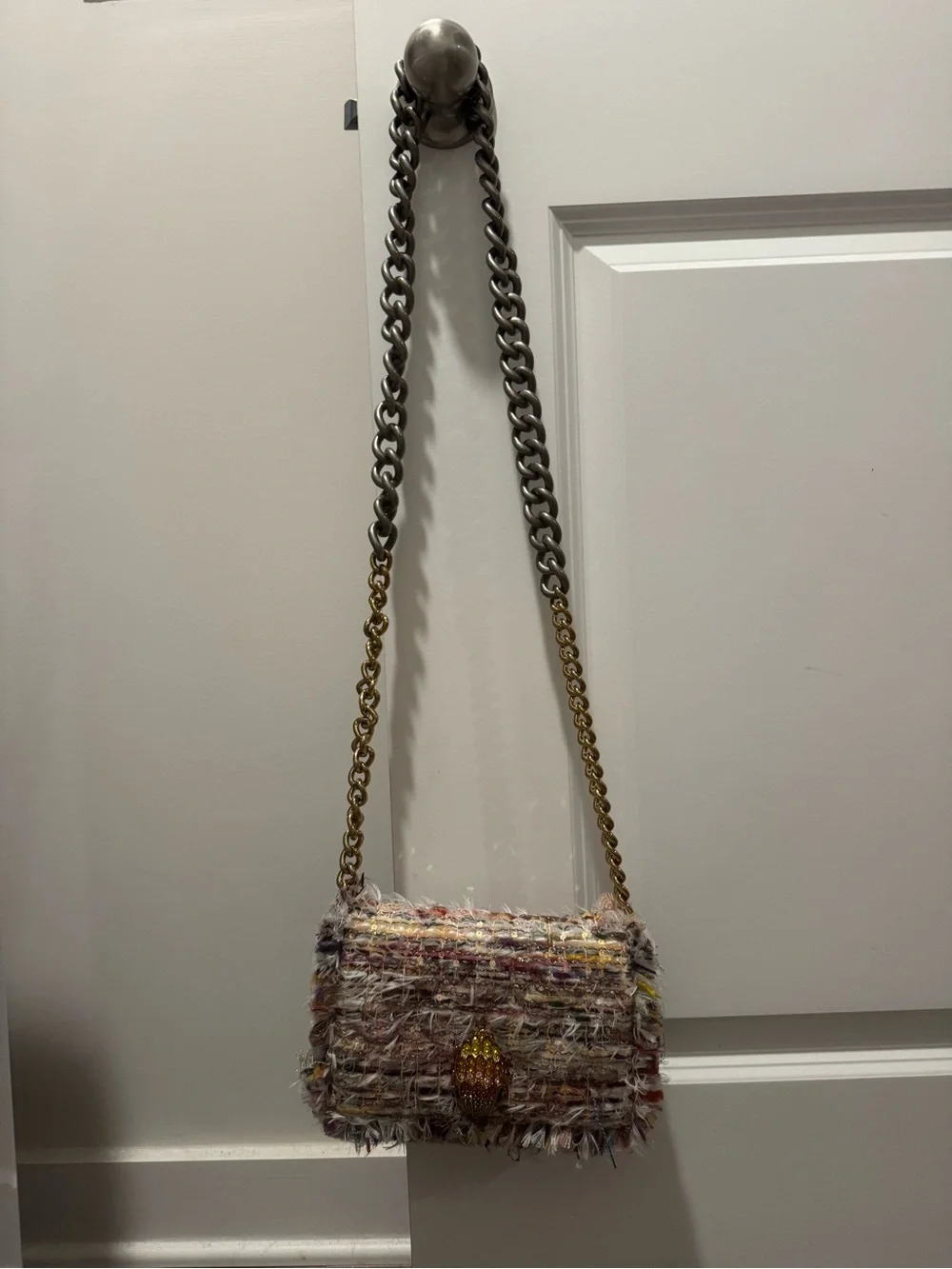 Kurt Geiger Multicolor Tweed Crossbody with Gold Chain - Picture 4 of 5